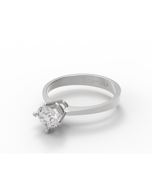 ANELLO SOLITARIO INCROCIO IN ORO BIANCO CON DIAMANTE NATURALE