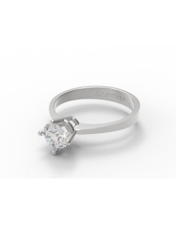 ANELLO SOLITARIO INCROCIO IN ORO BIANCO CON DIAMANTE NATURALE