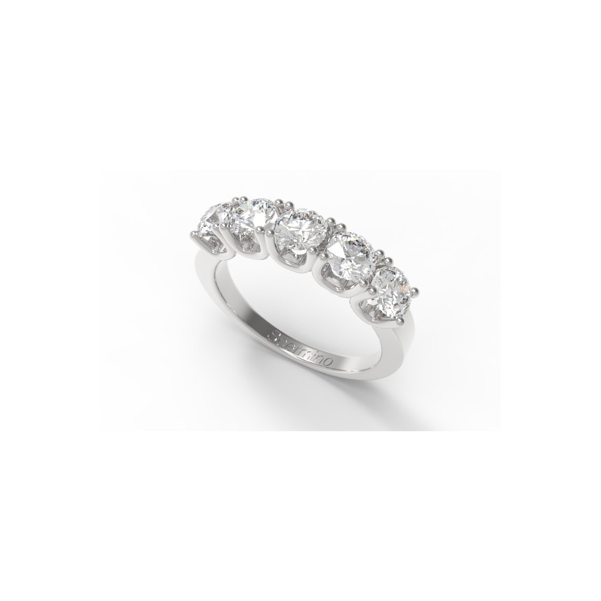 ANELLO RIVIERA VERETTA IN ORO BIANCO 18 K CON DIAMANTI NATURALI E VVS