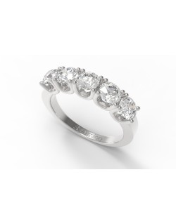 ANELLO RIVIERA VERETTA IN ORO BIANCO 18 K CON DIAMANTI NATURALI E VVS