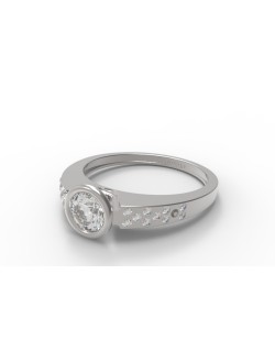 ANELLO DA FIDANZAMENTO IN ORO BIANCO 18K CON DIAMANTE NATURALE CERTIFICATO DGC