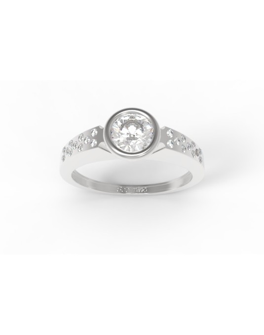 ANELLO DA FIDANZAMENTO IN ORO BIANCO 18K CON DIAMANTE NATURALE CERTIFICATO DGC
