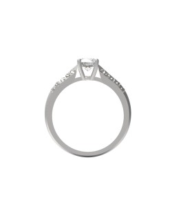 ANELLO CON SOLITARIO IN ORO BIANCO 18K CON DIAMANTE NATURALE CERTIFICATO DGC