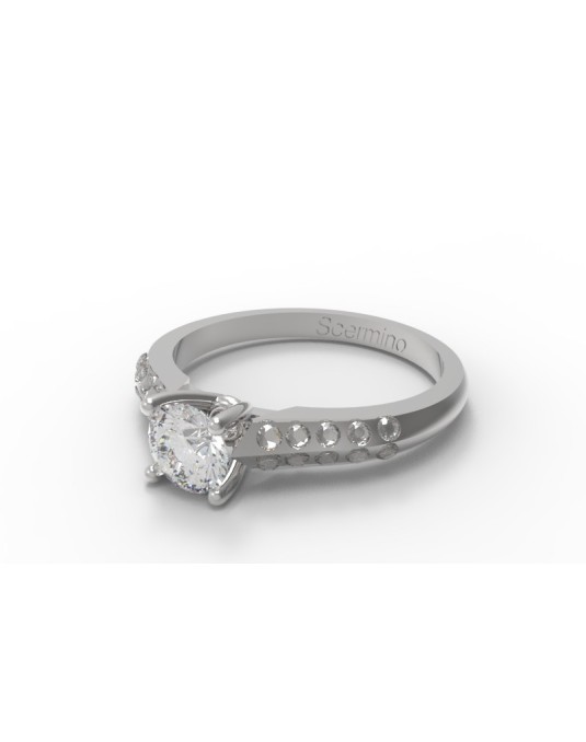 ANELLO CON SOLITARIO IN ORO BIANCO 18K CON DIAMANTE NATURALE CERTIFICATO DGC