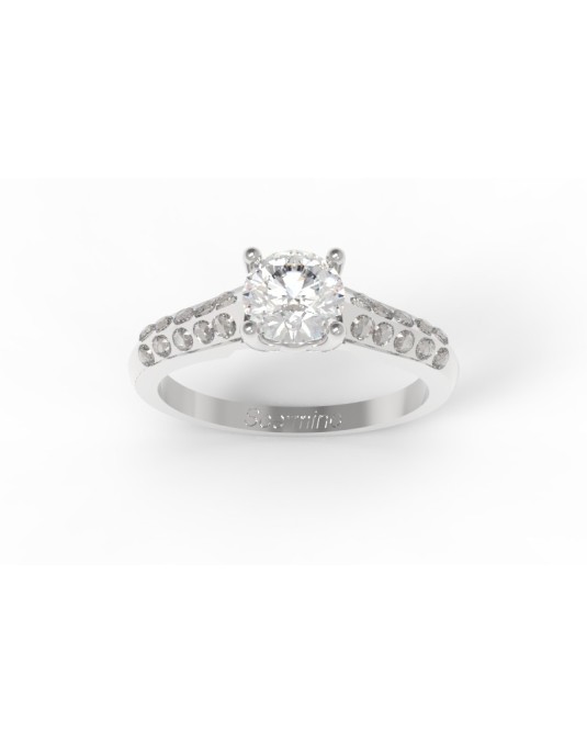 ANELLO CON SOLITARIO IN ORO BIANCO 18K CON DIAMANTE NATURALE CERTIFICATO DGC