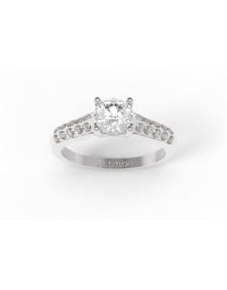 ANELLO CON SOLITARIO IN ORO BIANCO 18K CON DIAMANTE NATURALE CERTIFICATO DGC