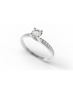 SOLITARIO ANELLO DI FIDANZAMENTO IN ORO BIANCO 18K CON DIAMANTE NATURALE CERTIFICATO DGC