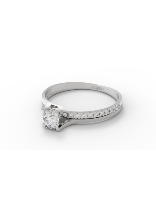 SOLITARIO ANELLO DI FIDANZAMENTO IN ORO BIANCO 18K CON DIAMANTE NATURALE CERTIFICATO DGC