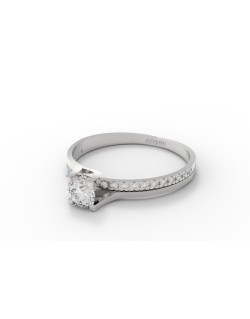 SOLITARIO ANELLO DI FIDANZAMENTO IN ORO BIANCO 18K CON DIAMANTE NATURALE CERTIFICATO DGC