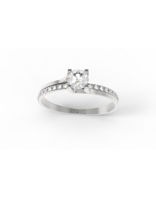 SOLITARIO ANELLO DI FIDANZAMENTO IN ORO BIANCO 18K CON DIAMANTE NATURALE CERTIFICATO DGC