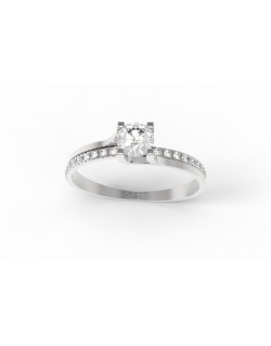 SOLITARIO ANELLO DI FIDANZAMENTO IN ORO BIANCO 18K CON DIAMANTE NATURALE CERTIFICATO DGC