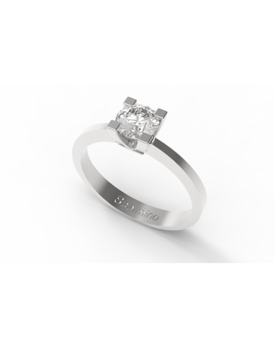 ANELLI MATRIMONIO ORO BIANCO 18K CON DIAMANTE NATURALE CERTIFICATO DGC