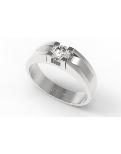 ANELLO FIDANZAMENTO UOMO ORO BIANCO 18K CON DIAMANTE NATURALE CERTIFICATO DGC