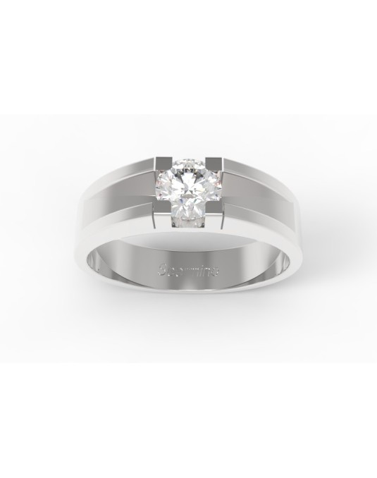 ANELLO FIDANZAMENTO UOMO ORO BIANCO 18K CON DIAMANTE NATURALE CERTIFICATO DGC