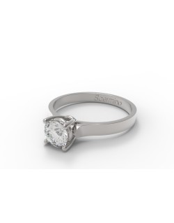 SOLITARIO MATRIMONIO IN ORO BIANCO 18K CON DIAMANTE NATURALE