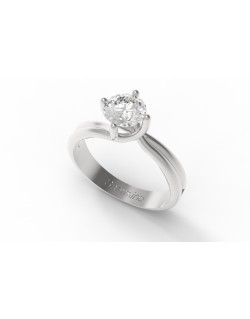 SOLITARIO ANELLO FIDANZAMENTO ORO BIANCO 18K CON DIAMANTE NATURALE CERTIFICATO DGC
