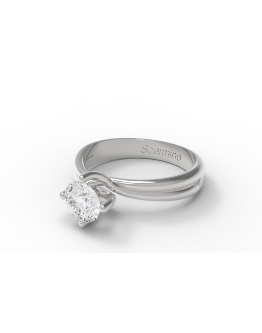 SOLITARIO ANELLO FIDANZAMENTO ORO BIANCO 18K CON DIAMANTE NATURALE CERTIFICATO DGC