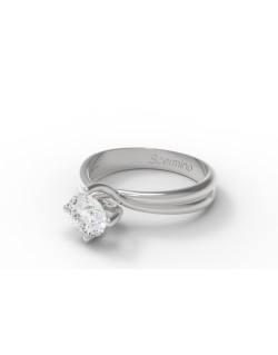 SOLITARIO ANELLO FIDANZAMENTO ORO BIANCO 18K CON DIAMANTE NATURALE CERTIFICATO DGC