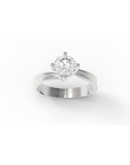 SOLITARIO ANELLO FIDANZAMENTO ORO BIANCO 18K CON DIAMANTE NATURALE CERTIFICATO DGC