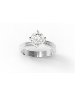 SOLITARIO ANELLO FIDANZAMENTO ORO BIANCO 18K CON DIAMANTE NATURALE CERTIFICATO DGC