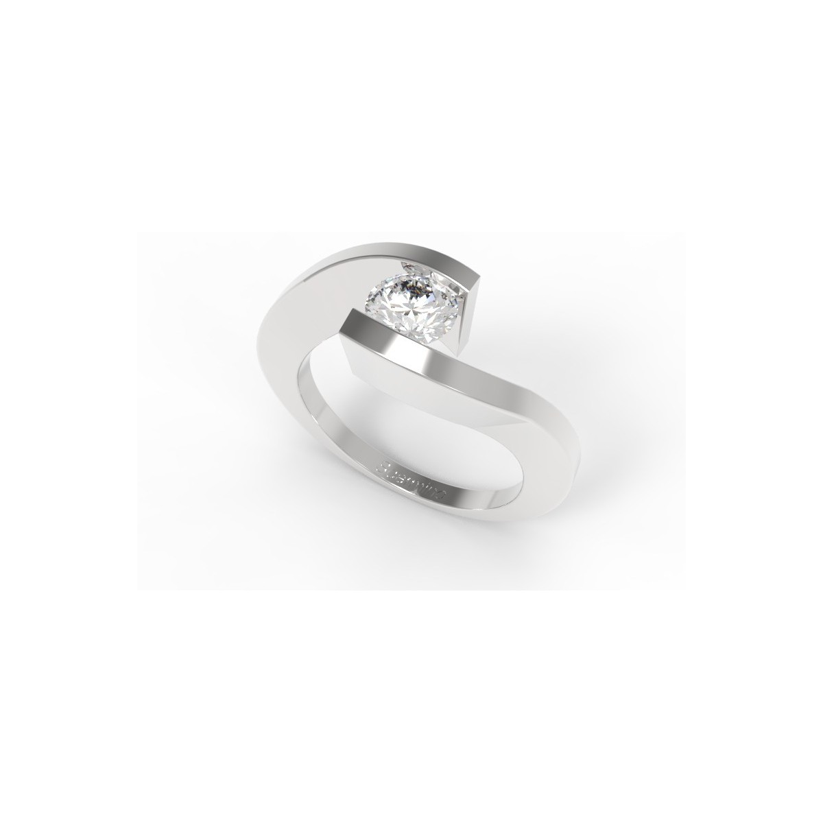 SOLITARIO CONTRARIE IN ORO BIANCO 18K CON DIAMANTE NATURALE CERTIFICATO DGC