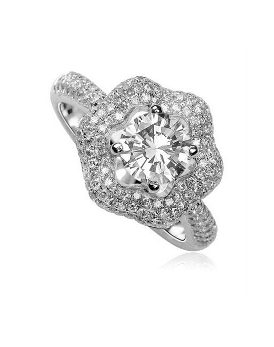 ANELLO DI DIAMANTI ORO BIANCO 18K CON DIAMANTI NATURALI