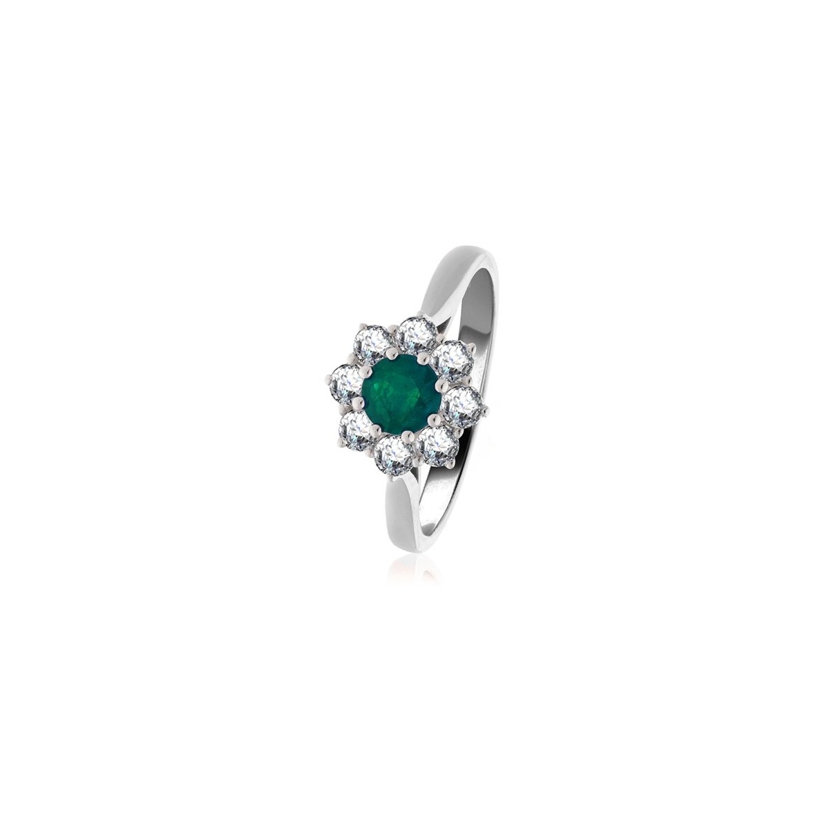 ANELLO SMERALDO E DIAMANTI IN ORO BIANCO 18K