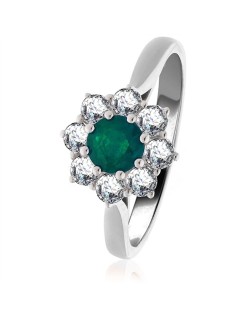 ANELLO SMERALDO E DIAMANTI IN ORO BIANCO 18K