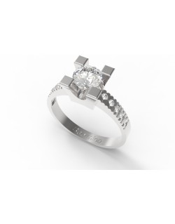 ANELLO SOLITARIO IN ORO BIANCO CON DIAMANTI NATURALI 1.30 CARATI