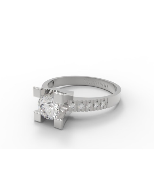 ANELLO SOLITARIO IN ORO BIANCO CON DIAMANTI NATURALI 1.30 CARATI
