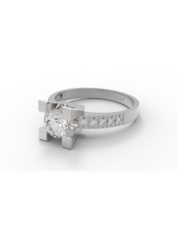 ANELLO SOLITARIO IN ORO BIANCO CON DIAMANTI NATURALI 1.30 CARATI