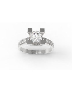 ANELLO SOLITARIO IN ORO BIANCO CON DIAMANTI NATURALI 1.30 CARATI