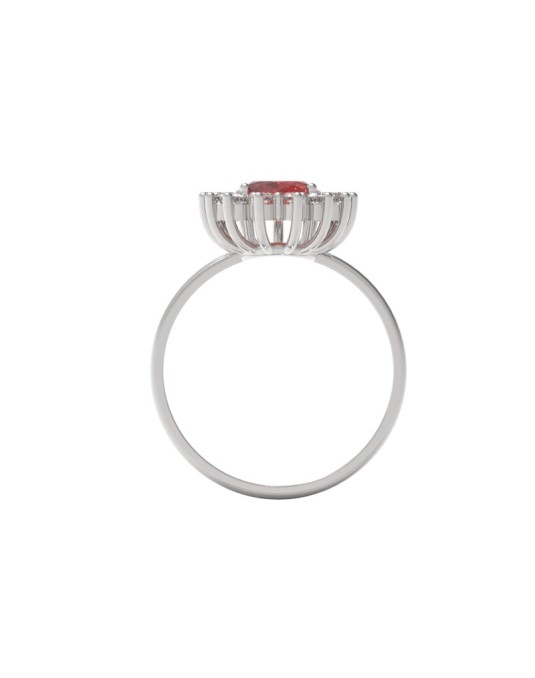 ANELLO CON RUBINO E DIAMANTI ORO BIANCO 18K