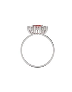 ANELLO CON RUBINO E DIAMANTI ORO BIANCO 18K