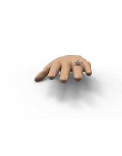 ANELLO CON RUBINO E DIAMANTI ORO BIANCO 18K