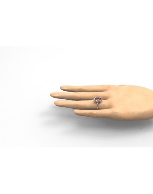 ANELLO CON RUBINO E DIAMANTI ORO BIANCO 18K