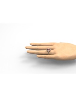 ANELLO CON RUBINO E DIAMANTI ORO BIANCO 18K