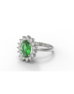 Anello Con Smeraldo e Diamanti Lato C