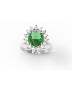 Anello Con Smeraldo e Diamanti Lato D