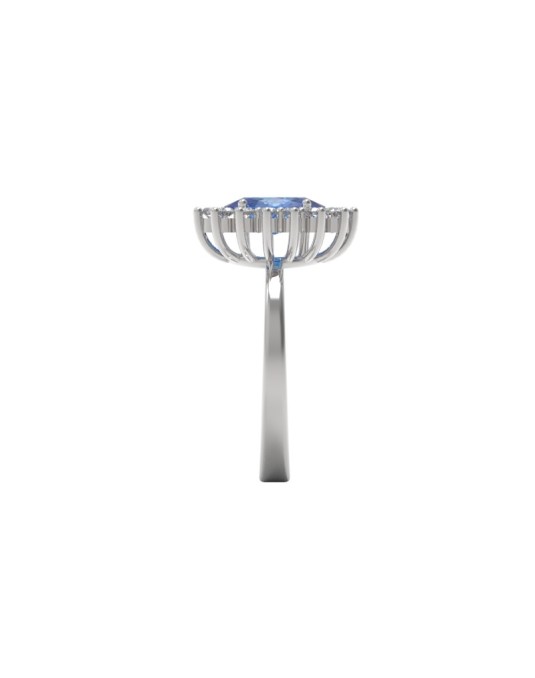 ANELLO CON ZAFFIRO E DIAMANTI ORO BIANCO 18K