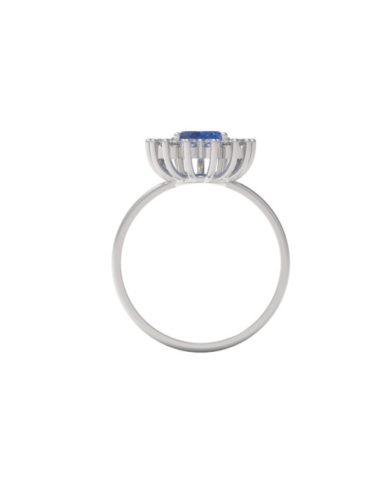 ANELLO CON ZAFFIRO E DIAMANTI ORO BIANCO 18K
