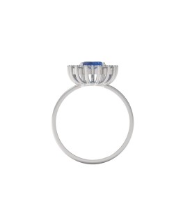 ANELLO CON ZAFFIRO E DIAMANTI ORO BIANCO 18K