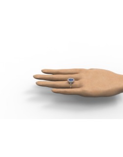 ANELLO CON ZAFFIRO E DIAMANTI ORO BIANCO 18K