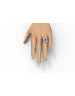 ANELLO CON ZAFFIRO E DIAMANTI ORO BIANCO 18K