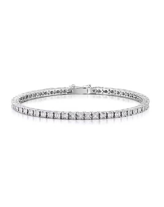 BRACCIALE TENNIS DA DONNA IN ORO BIANCO 18K CON DIAMANTE NATURALE