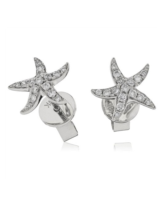 ORECCHINI STELLA MARINA IN ORO BIANCO 18K CON DIAMANTI NATURALI