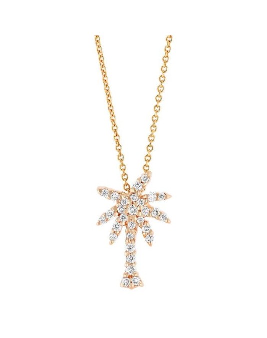 CIONDOLO PALMA IN ORO ROSA 18K CON DIAMANTI NATURALI