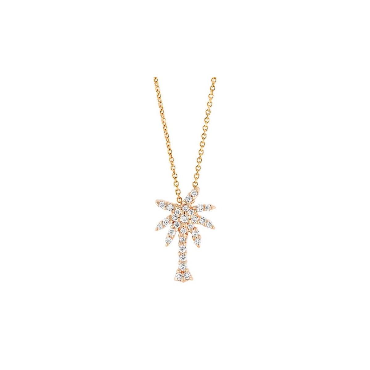 CIONDOLO PALMA IN ORO ROSA 18K CON DIAMANTI NATURALI