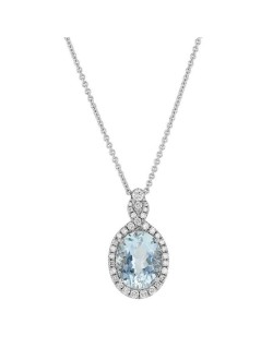 CIONDOLO ACQUAMARINA IN ORO BIANCO 18K E DIAMANTI NATURALI
