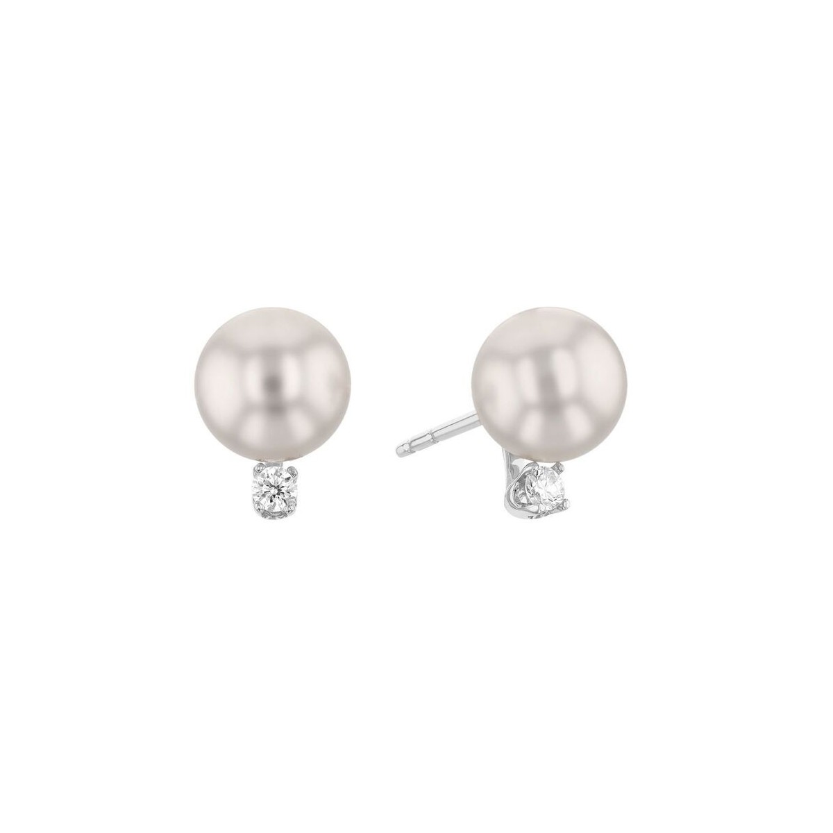 ORECCHINI PERLE E DIAMANTI NATURALI IN ORO BIANCO 18K
